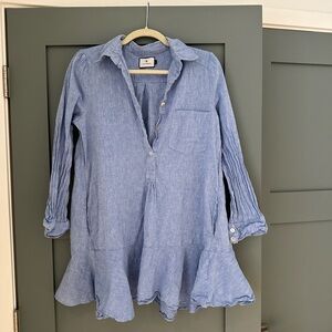 blue linen dress